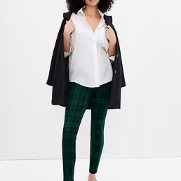GAP Bi-stretch Blackwatch Plaid Ponte Leggings  Medium Tall - Picture 1 of 10
